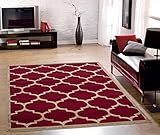 Ottomanson Paterson Collection Contemporary Moroccan Trellis Design Area Rug, 5 by 7-Feet, Dark Red