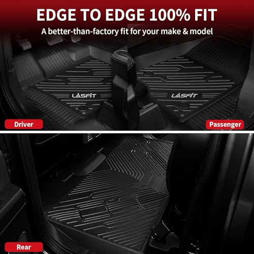 LASFIT 3D Floor Mats for Ford F-150 2015-2025 2026 | F150 Lightning 2022-2026 SuperCrew (Without Fold Flat Storage), Premium TPE All Weather Truck Liners for F150 Accessories, Non-Silp Heavy-Duty Mats