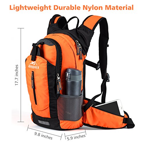 Hiking Insulated Hydration Backpack Pack with 2.5L BPA FREE Water Bladder- Keeps Liquid Cool up to 4 Hours, Lightweight Daypack For Hiking Running Cycling Camping School Commuter, 18L Orange