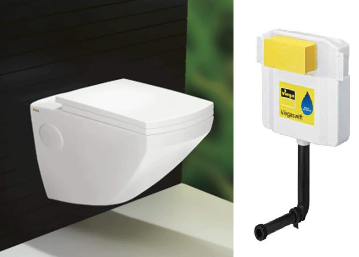 Bell Ceramic Water Closet Wall Mounted Viega In Wall Flushing