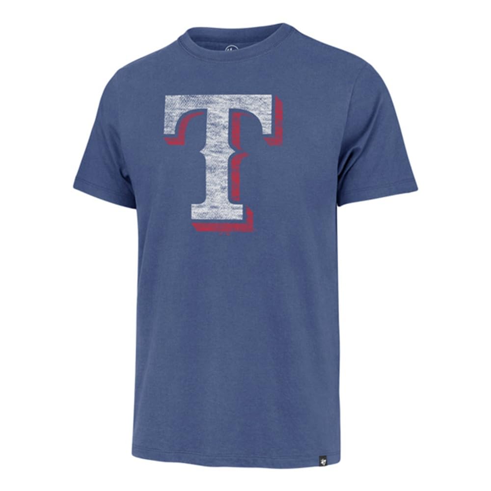 47 MLB Men's Team Color Distressed Imprint Primary Logo Wordmark Short Sleeve Baseball T-Shirt (US, Alpha, Large, Regular, Regular, Cadet Blue, Texas Rangers) Image 47 MLB Men's Team Color Distressed Imprint Primary Logo Wordmark Short Sleeve Baseball T-Shirt (US, Alpha, Large, Regular, Regular, Cadet Blue, Texas Rangers) Image