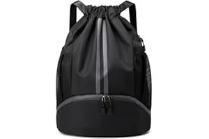 K Y KANGYUN Swim Bag Sports Drawstring Backpack Gymbag- Sackpack Shoes Compartment Wet Proof Pocket String Bag for Travel Men