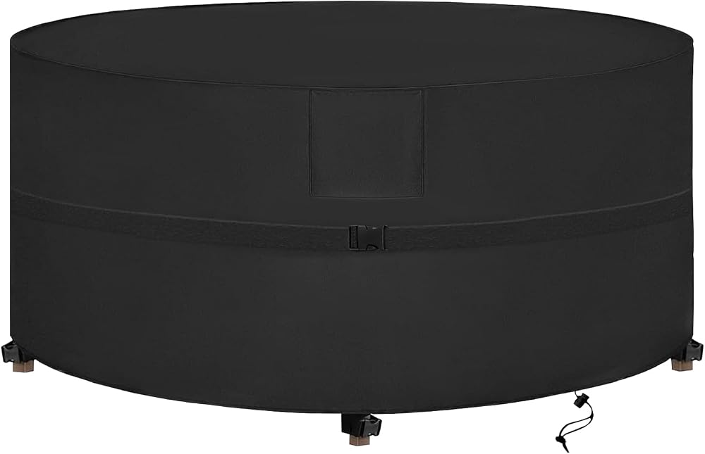 SIRUITON Patio Round Table Cover 420D Oxford Waterproof 135x80CM