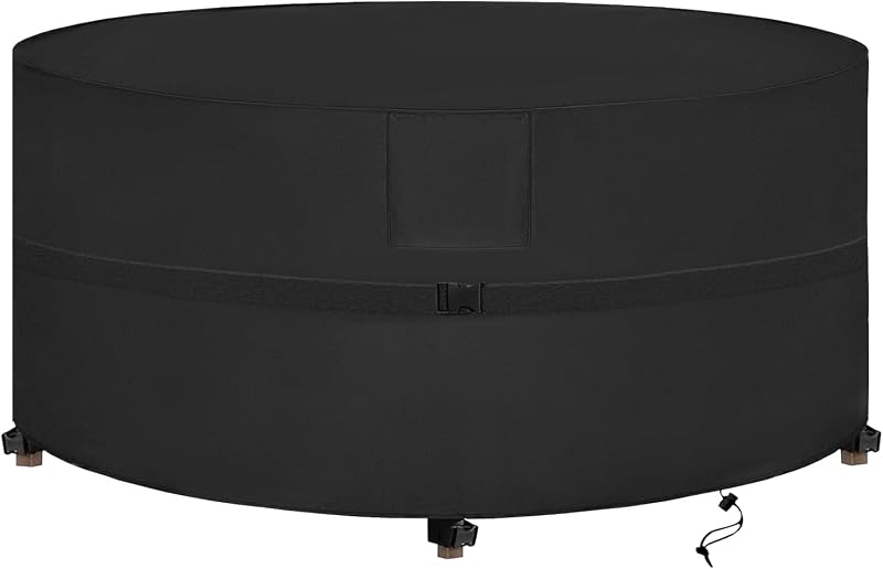 SIRUITON Patio Round Table Cover 420D Oxford Waterproof 135x80CM