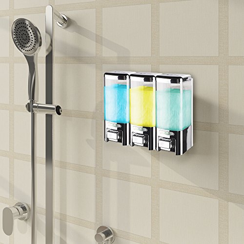 SVAVO V-8103 Triple Chambers Plastic Wall Mounted Liquid Hand Soap Dispenser for Hotel Bathroom, Chrome 500ml3 Pack of 1 - Thumbnail 2