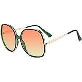 Freckles Mark 70s Super Oversize Square Sunglasses for Women Vintage Rectangular Plastic Frame