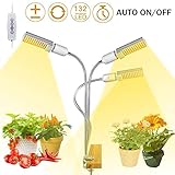 LED Grow Light for Indoor Plant,68W 132 LED Timing Grow Lamp Auto On/Off with 3/6/12H Timer 5 Dimmable Levels 3 Switch Modes Adjustable Gooseneck(68W 3 Heads Light)