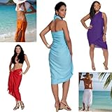1 World Sarongs Womens Solid Swimsuit Cover-Up Sarong in your choice of color