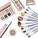 Micup 10 Pcs Professional Makeup Brushes Set Cosmetic Unicorn Multicolor Premium Synthetic Bristles Brushes Kit for Foundation Eyeshadow Contour Concealer Powder Blending Brush