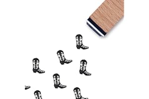 GUVSPTI Boots Rubber Stamp, 3/5 Inch Small Mini Cowboy Cowgirl Stamp for Scrapbooking Card Making Planner