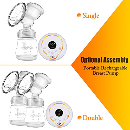 Sunnec Double Electric Breast Pumps,Rechargeable Comfort Breastfeeding Pump - 9 Levels Suction Power Adjustable [BPA FREE]