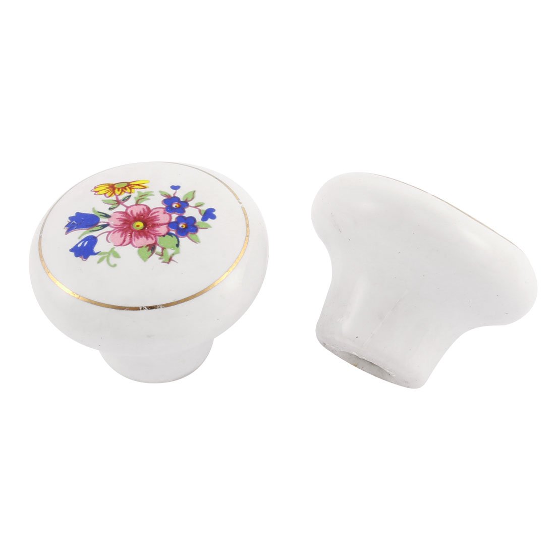 Sourcingmap Ceramic Floral Leaf Pattern Decorative Mortice Door Knob Handle 2 Pcs