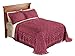 Collections Etc Elegant Victoria Plush Chenille Bedspread with Fringe Border and Ring Design, Burgundy, Queen