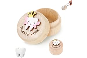 3D Carved Tooth Fairy Box,Wood Storage Box for Lost Teeth Container Cute Holder for Kids Birthday Tooth Fairy Gift（1Pcs）