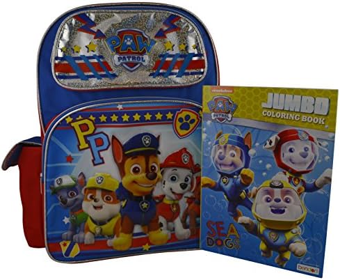 Paw Patrol Set of Deluxe Large Backpack &amp; Bonus Stationery w/ Options of Folder &amp; Pencil Case (Coloring Book)
