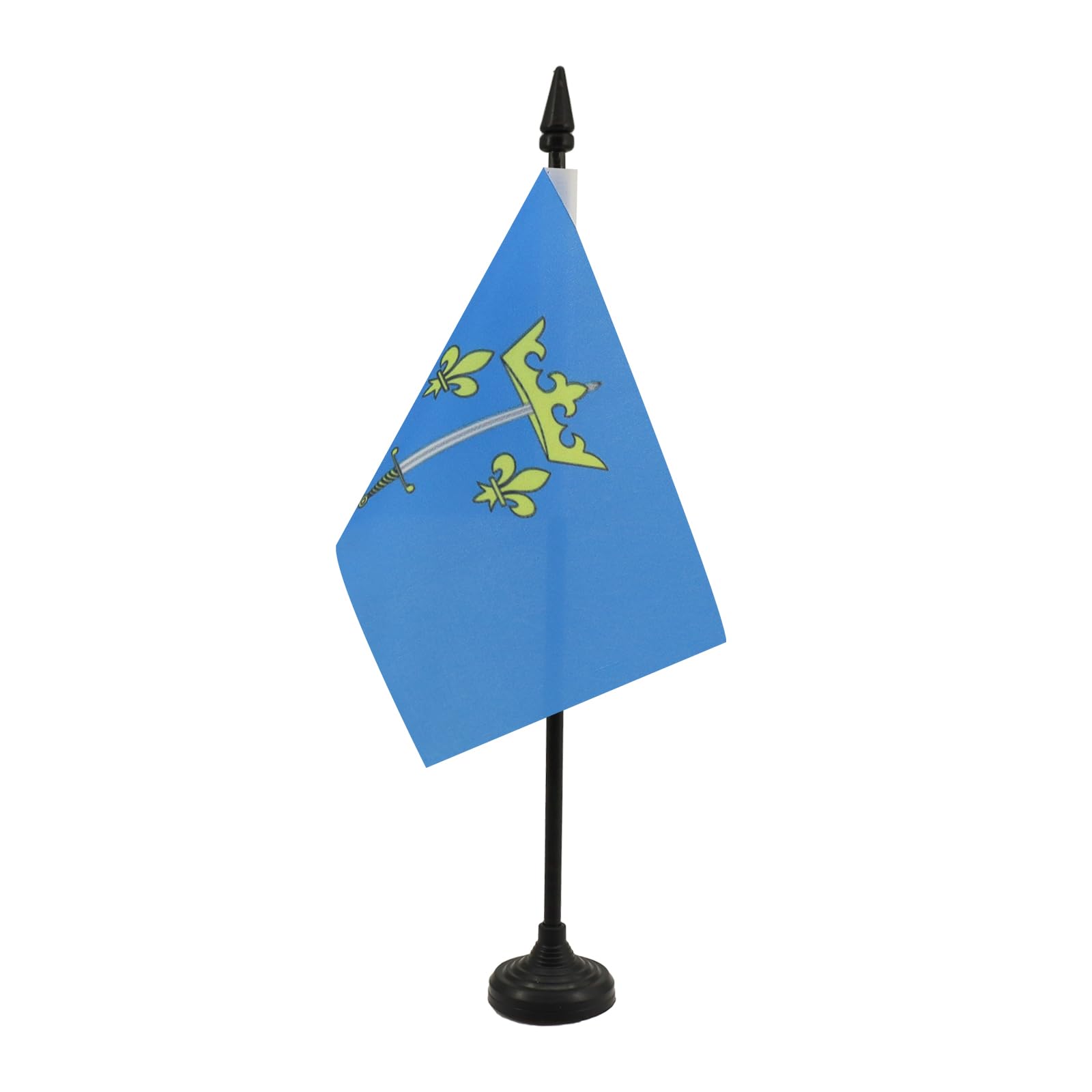 AZ FLAG - Joan of Arc Table Flag 4'' x 6'' - Jeanne d'Arc Office Mini Banner 100% Polyester 15 x 10 cm - Mini Desk Flag with 10'' Pole and Black Plastic Base