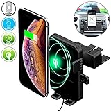 Qi Wireless Car Charger,Fast Charge CD Slot Phone Mount[Silicone Anti-Scratch][All Qi-Enable Devices][Easy One Touch] Phone Holder Compatible for iPhone 8 Plus/X/XR/XS Max,Samsung Galaxy Note9/S9/S8