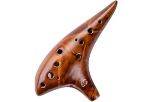 DHwebWLP Strawfire 12 Hole Ocarina Instrument,Alto C Ceramic Ocarina With Song Book Strap for Beginner(Yellow)