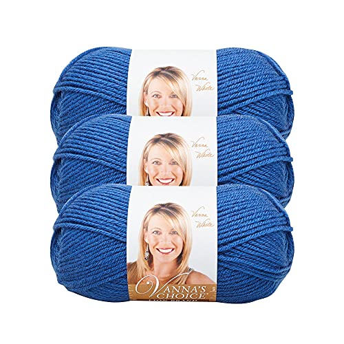 LION BRAND Vanna's Choice Yarn 3-Pack Colonial Blue 860-109 (510 Yards/10.5oz) Acrylic Medium Weight #4