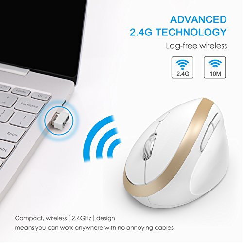 Wireless Vertical Mouse, Jelly Comb Wireless Mouse 2.4G High Precision
