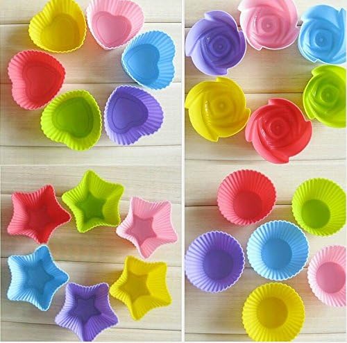 Daiweis 24 Cups Muffin cups Nonstick and Heat Resistant Reusable Silicone Cake Molds
