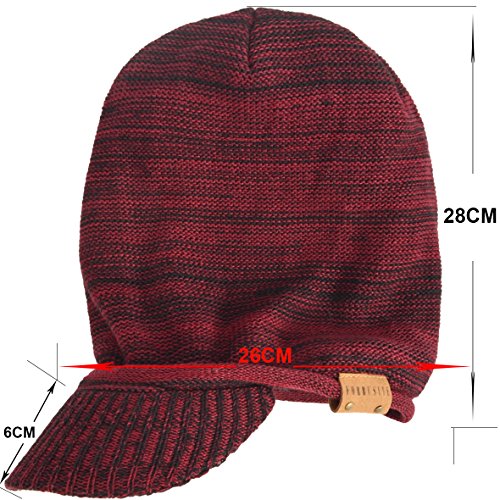 Men's Oversize Slouch Beanie Slouchy Skullcap Large Baggy Hat (Visor-DGrey)