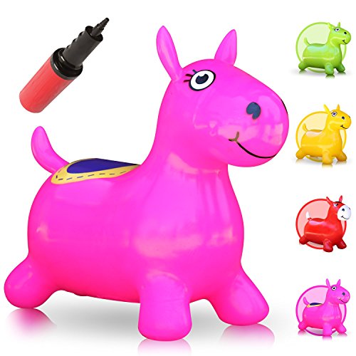 WALIKI Hopping Horse Hopper (Johnny the Bouncy Horse, ridding Horse for kids, pump included pink)
