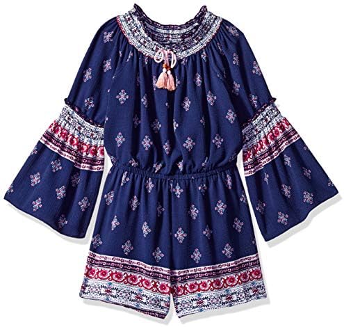 Girls' Long Sleeve Woven Romper in Floral Print, Size 7-16