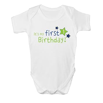 Its My First 1st Birthday Baby Vest Grow Clothes Bodysuit Top Size