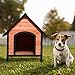 Tangkula Dog House, Wooden Pet Kennel, Outdoor Weather Waterproof Pet House, Natural Wooden Dog House Home with Reddish Brown Roof, Pet Dog House (Small, Natural Wood)