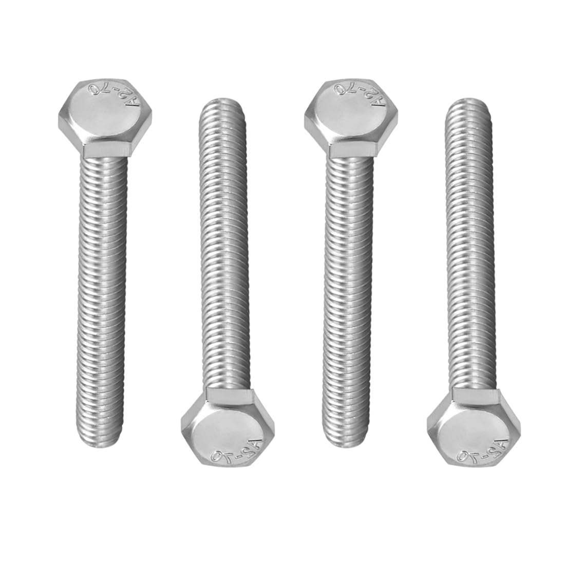 DTGN M8x100mm(DxL) Full Thread Hex Bolts - 4Pack - Good for Furniture - 304 Stainless Steel Hexagon Head Cap Bolts Screws - Silver Tone