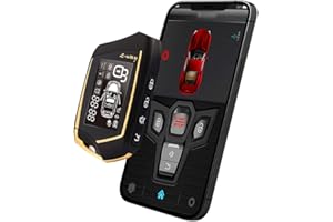 Mulcort Car Anti-Theft Alarm Remote Starter System PKE Keyless Entry BT Remote Engine Starter Central Lock Kit 2-Way Vibration Alarm Support APP Control with 2 Remote Controller