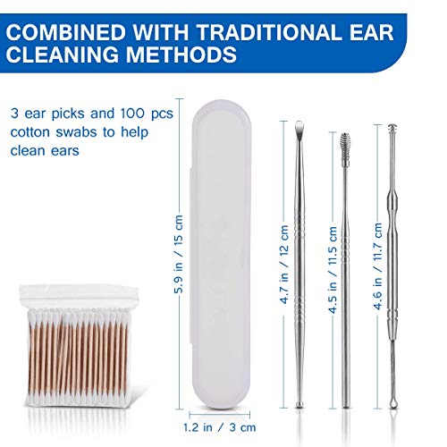 Ear Wax Removal Tool, ETEREAUTY Ear Cleaning Irrigation Kit for Adults & Kids, Includes 25 Disposable Tips, Basin, Syringe, 2 Long Hose, Curette Set (3 pcs), Towel and Cotton Swab (100pcs)