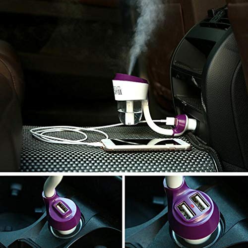 ONEZILI Car Humidifier,Mini Air Purifier Aroma Diffuser Air Freshener Purifier Aromatherapy Mist Maker with 360 Degree Rotation, Suit for Water Soluble Essential Oils Protable Diffuser (1 USB Blue) - Thumbnail 3