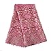 Aisunne African Lace Fabrics 5 Yards Nigerian French Lace Fabric with Fashion Embroidered Flower for Wedding Party Dresses (Pink)