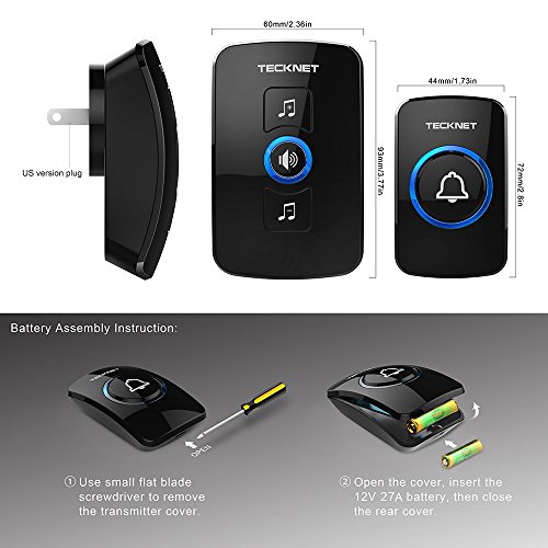 3 Wireless+Doorbell+TeckNet+Waterproof+Operating