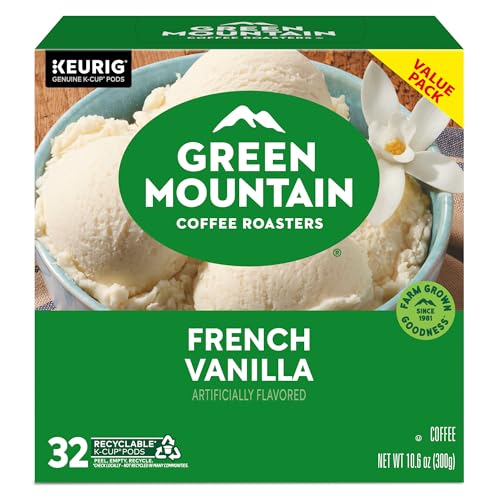 GREEN MOUNTAIN COFFEE ROASTERS FRENCH VANILLA COFFEE, KEURIG SINGLE-SERVE K-CUP PODS, LIGHT ROAST, 32 COUNT