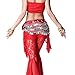 ZLTdream Women's Belly Dance Wave Shape Hip Scarf With Silver Coins Red