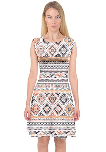 PattyCandy Women's Peachpuff Kilim Boho Capsleeve Midi Dress - 3XL