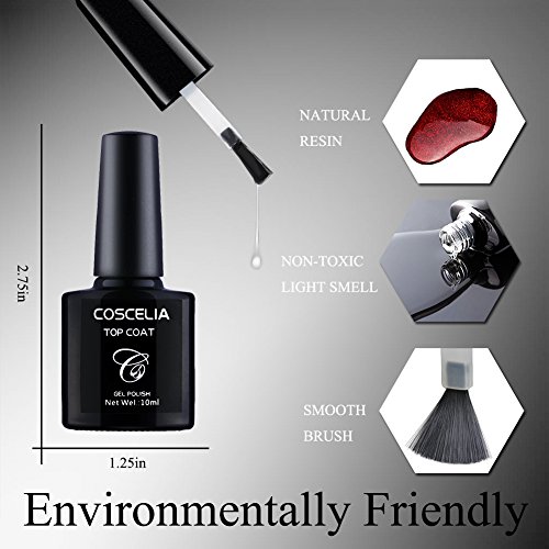 Coscelia 6Pcs Gel Polish UV LED Soak Off Varnish Manicure Pedicure with Top Coat Base Coat Gel Nail Polish Sets 10ml