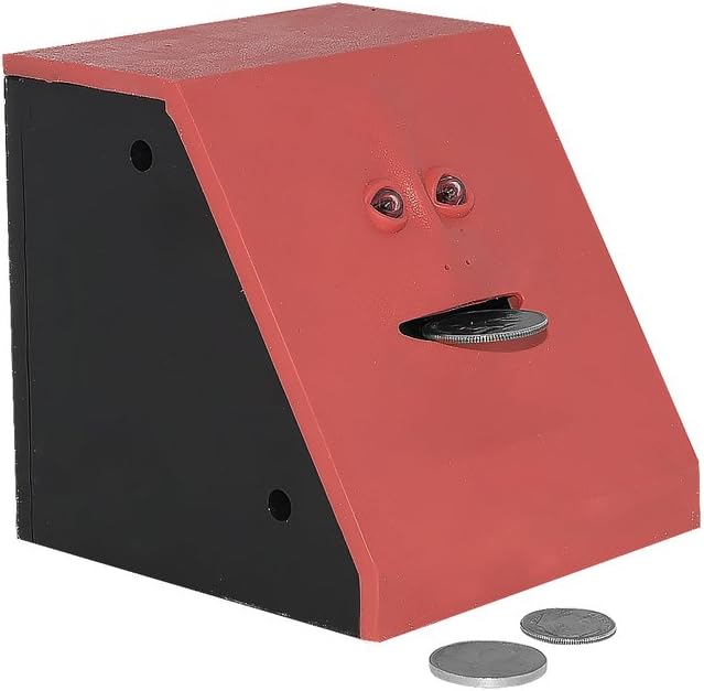 Face Bank Coin Eating Savings Bank Red Kids Savings Bank or Novelty