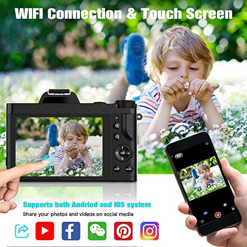 VideoSky 4K Digital Camera, Video Camera Camcorder UHD 48MP with WiFi 3.5 in Touch Screen 16 X Digital Zoom Wide Angle Lens YouTube Vlogging Cameras