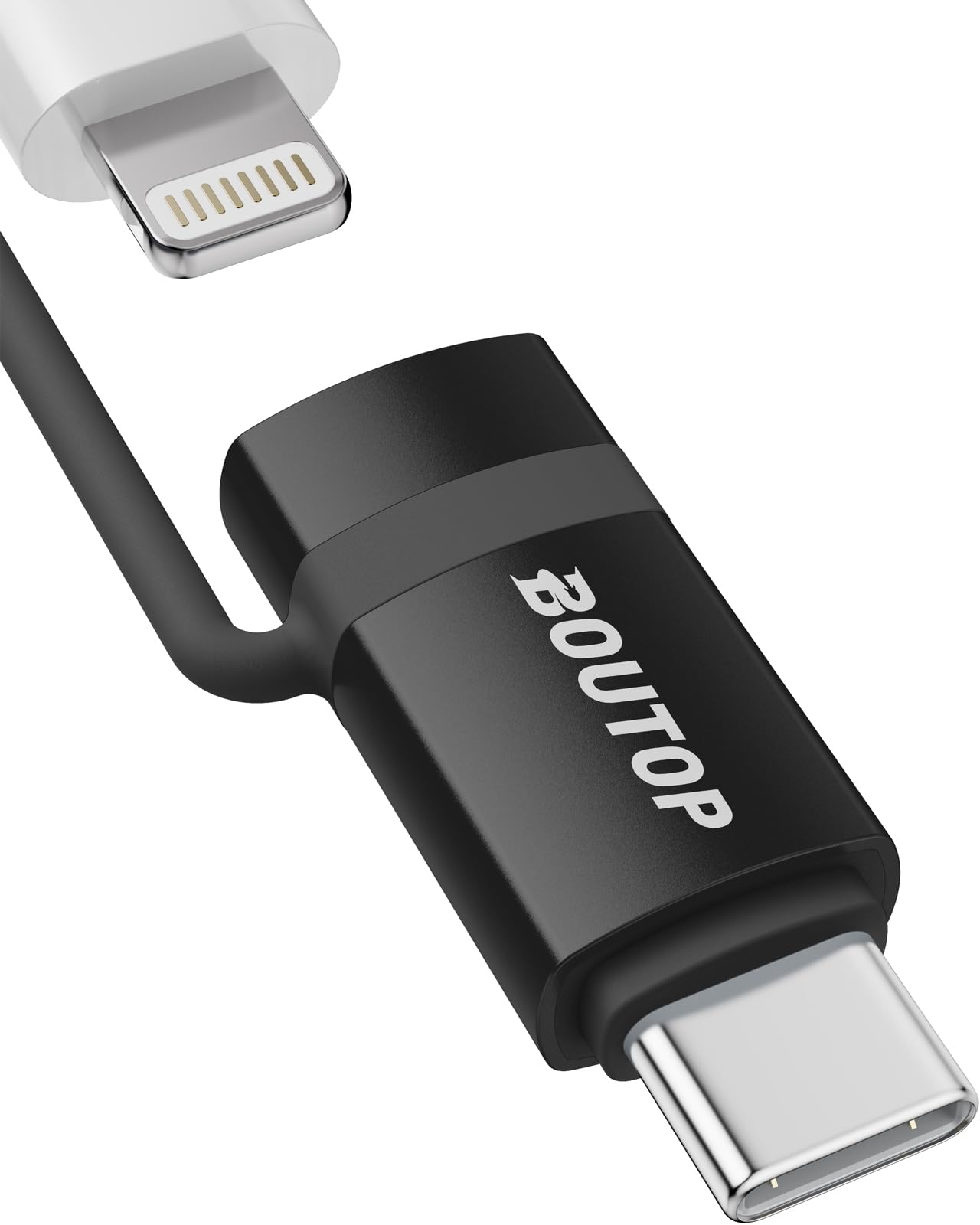 BOUTOP [Apple MFi Certified 60W Lightning to USB C Adapter for Fast Charging Compatible with iPhone 17/16/15 Pro Max/Plus, MacBook, iPad Air/Pro - [1 Pack, Black]
