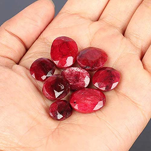 GEMHUB Approx 100 Ct./7 Pcs Ring Size Gorgeous African Pigeon Blood Red Ruby Loose Gemstones Lot Ruby July Birthstone