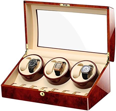 MIRANQAN Wooden Double Automatic Watch Winder Storage Boxes for 6 Watches - watch winders for automatic watches Luxury custom (rare color), 02