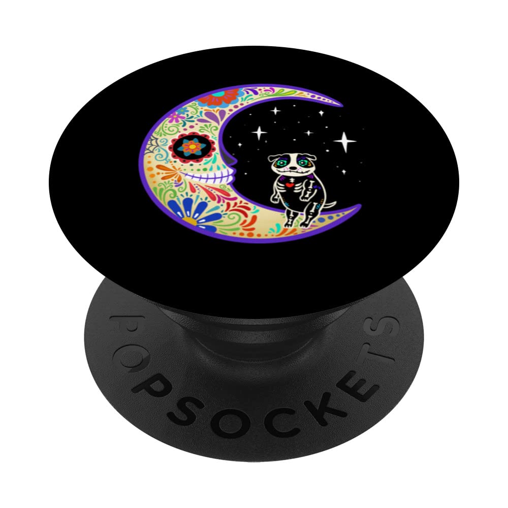 Pit bull Dia de Los Muertos Skeleton PopSockets Swappable PopGrip