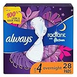 Always Radiant Feminine Pads for Women, Size 4