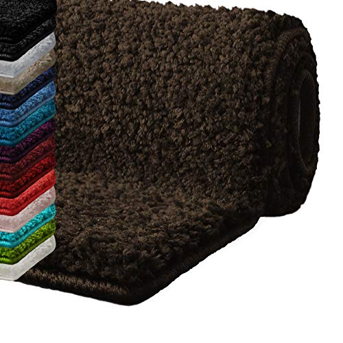 casa pura Bath Mats for Bathroom – 20" x 32" Brown Bathroom Rug | Ultra Absorbent, Self-Dry Microfiber, Non-Slip Bath Mats for Floors | Bath Rugs in 10 Fresh Colors