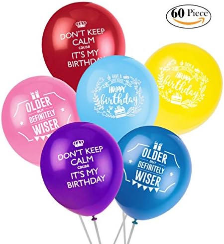 ON SALES! Happy Birthday Party Balloon 60pcs, 12 Inches, Thick, and High Quality - Decoration, Celebration, Party. 100% Risk Free Guarantee! Return within 30 Days and you get full refund.