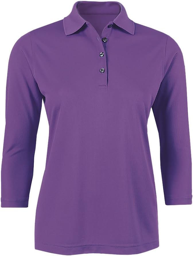 Clothes Warehouse Women's Microfiber Polyester 3/4 Sleeve Polo